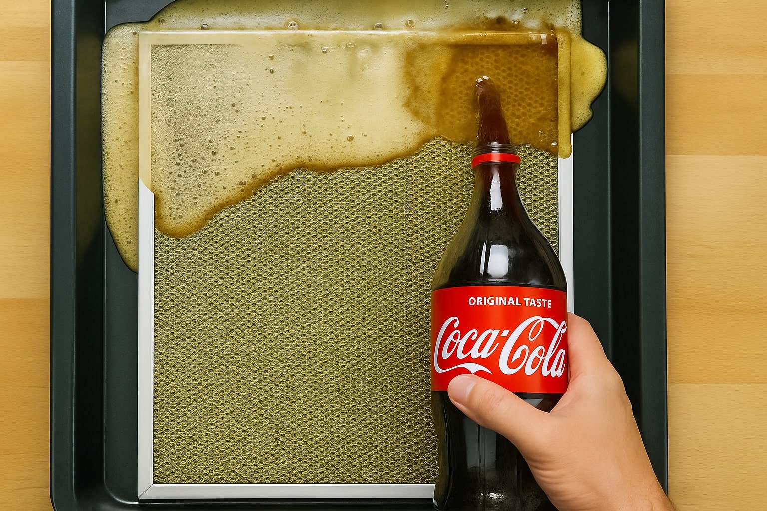 Pour Cola Over Your Extractor Hood Filter and See What Happens Next